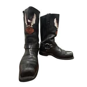 Vtg Harley-Davidson Eagle Harness Leather Biker Boots Men’s 7 Stock 91602